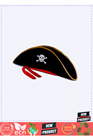 Yetişkin Boy Kadife Jack Sparrow Denizci Korsan Şapkası 50x20cm Kız Erkek Çocuk Oyuncakları E