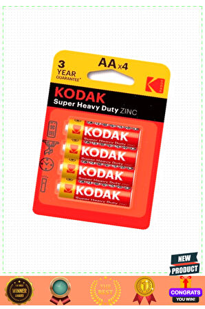 Kodakkk Çinko Karbon Blister Kalem Pil 4lü Aa Kız Erkek Çocuk Oyuncakları Eğitici Oyuncaklar