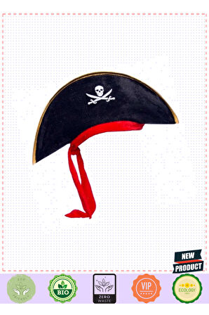 Çocuk Boy Kadife Jack Sparrow Denizci Korsan Şapkası 45x16cm Kız Erkek Çocuk Oyuncakları Eğit
