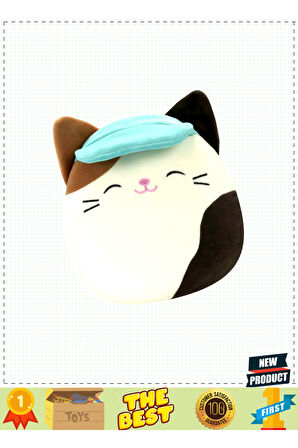 Squishmallowwww Şapkalı Kedi Cam 20cm Kız Erkek Çocuk Oyuncakları Eğitici Oyuncaklar