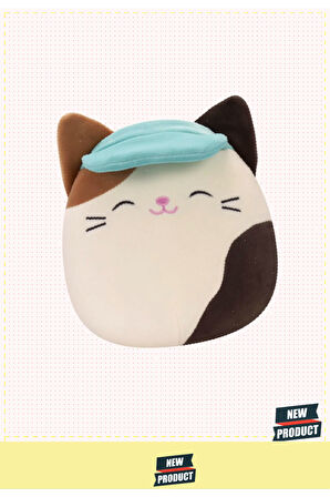 Squishmallowwww Şapkalı Kedi Cam 20cm Kız Erkek Çocuk Oyuncakları Eğitici Oyuncaklar