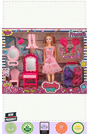 Cindy Doll Bebekli Güzellik Seti Ve Bavul 02454 Kız Erkek Çocuk Oyuncakları Eğitici Oyuncakla