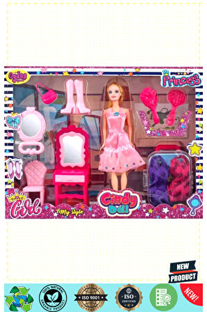 Cindy Doll Bebekli Güzellik Seti Ve Bavul 02454 Kız Erkek Çocuk Oyuncakları Eğitici Oyuncakla