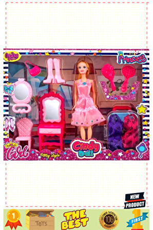 Cindy Doll Bebekli Güzellik Seti Ve Bavul 02454 Kız Erkek Çocuk Oyuncakları Eğitici Oyuncakla