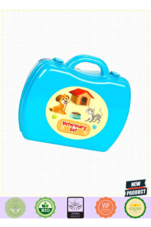 Aksesuarlı Çantalı Veteriner Seti 21 Parça Kız Erkek Çocuk Oyuncakları Eğitici Oyuncaklar