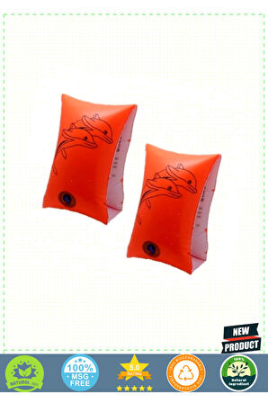Turuncu Baskılı Kolluk 33 X 17cm Kız Çocuk Kolluk Simit Bebek Kolluk Simit Çocuk Yüzme Kolluk