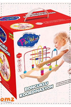 Kutuda Ahşap Boncuklu Koordinasyon Egitici Kız Erkek Cocuk Oyuncak Montessori Oyuncaklar
