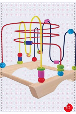 Kutuda Ahşap Boncuklu Koordinasyon Egitici Kız Erkek Cocuk Oyuncak Montessori Oyuncaklar