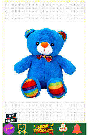 Oturan Kurdeleli Renkli Peluş Ayı 30cm Kız Erkek Çocuk Oyuncakları Eğitici Oyuncaklar