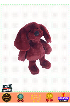 Uyku Arkadaşı Köpek Peluş Bordo 34cm Kız Erkek Çocuk Oyuncakları Eğitici Oyuncaklar