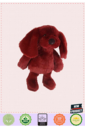 Uyku Arkadaşı Köpek Peluş Bordo 34cm Kız Erkek Çocuk Oyuncakları Eğitici Oyuncaklar