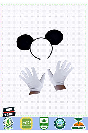 Siyah Mickey Mouse Tacı Ve Beyaz Eldiven Seti Kız Erkek Çocuk Oyuncakları Eğitici Oyuncaklar
