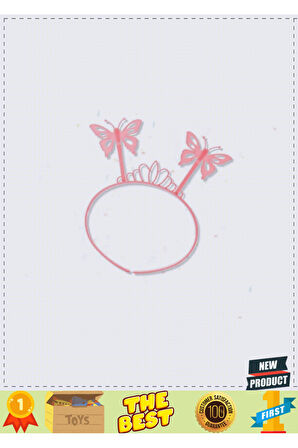 Toz Pembe Renk Kelebek Kanadı Tacı Ve Sopası 50x37cm Kız Erkek Çocuk Oyuncakları Eğitici Oyun