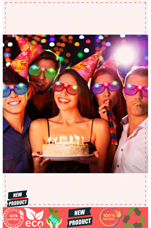 Led Işıklı Pilli Panjur Şekilli Rengarenk Yanıp Sönen Lüks Parti Gözlüğü Karışık 12 Adet Kız