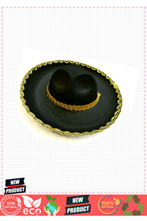 Altın Renk Şeritli Meksika Mariachi Latin Şapkası 55cm Çocuk Kız Erkek Çocuk Oyuncakları Eğit