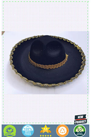 Altın Renk Şeritli Meksika Mariachi Latin Şapkası 55cm Çocuk Kız Erkek Çocuk Oyuncakları Eğit