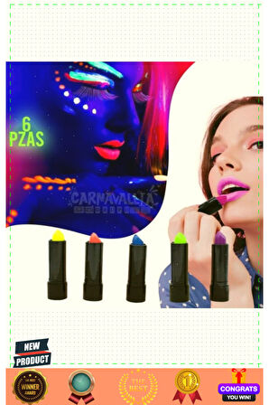 Karanlıkta Parlayan Yanan Uv Neon Ruj Yüz Boyama 6 Adet 6 Renk Kız Erkek Çocuk Oyuncakları Eğ