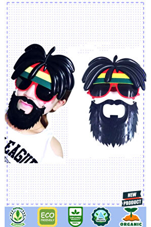Rasta Peruklu Rasta Sakallı Bob Marley Bıyıklı Parti Gözlüğü 27x18cm Kız Erkek Çocuk Oyuncakl