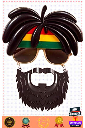Rasta Peruklu Rasta Sakallı Bob Marley Bıyıklı Parti Gözlüğü 27x18cm Kız Erkek Çocuk Oyuncakl