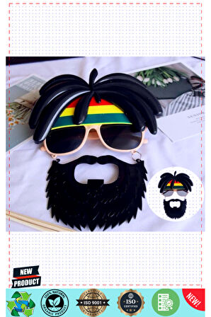 Rasta Peruklu Rasta Sakallı Bob Marley Bıyıklı Parti Gözlüğü 27x18cm Kız Erkek Çocuk Oyuncakl