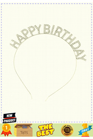 Gümüş Kristal Taşlı Happy Birthday Doğum Günü Tacı Ithal Ürün A Kalite 17x16cm Kız Erkek Çocu