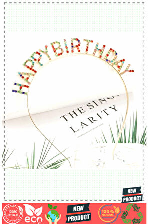 Rengarenk Kristal Taşlı Ekstra Lüks Gümüş Kaplama Happy Birthday Taç 16x17cm Kız Erkek Çocuk