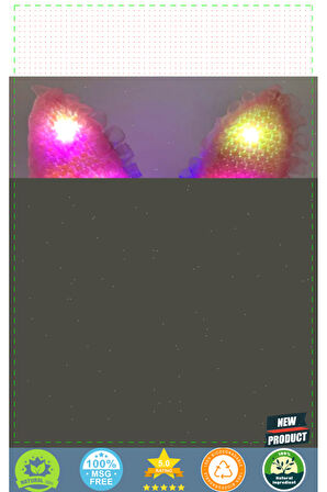 Kenarları Dantelli Pembe Pullu Payetli Led Işıklı Tavşan Kulak Taç 23x19cm Kız Erkek Çocuk Oy