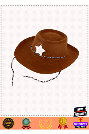 Kahve Renk Plastik Üzeri Kadife Kaplama Çocuk Kovboy Şapkası Kız Erkek Çocuk Oyuncakları Eğit