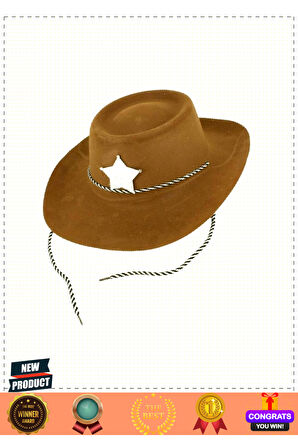 Kahve Renk Plastik Üzeri Kadife Kaplama Çocuk Kovboy Şapkası Kız Erkek Çocuk Oyuncakları Eğit