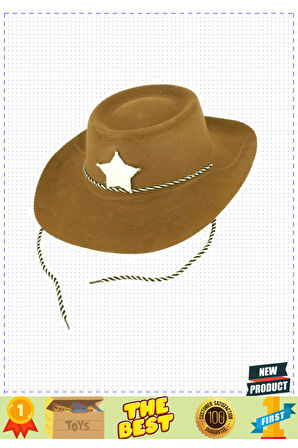 Kahve Renk Plastik Üzeri Kadife Kaplama Çocuk Kovboy Şapkası Kız Erkek Çocuk Oyuncakları Eğit