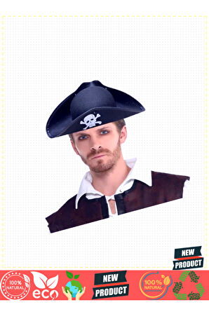 Siyah Renk Korsan Armalı Kaptan Jack Sparrow Korsan Denizci Şapkası Kız Erkek Çocuk Oyuncakla