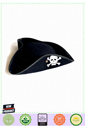 Siyah Renk Korsan Armalı Kaptan Jack Sparrow Korsan Denizci Şapkası Kız Erkek Çocuk Oyuncakla