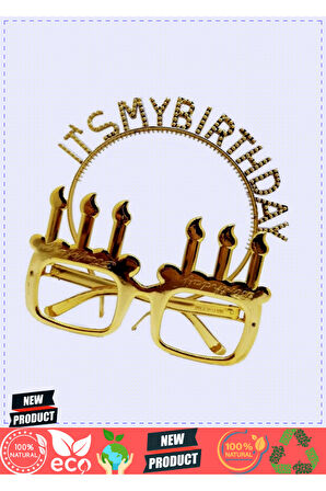 İt&#39;s My Birthday Yazılı Taç Ve Mum Şekilli Gözlük Seti Altın Renk Kız Erkek Çocuk Oyuncak