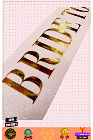 Beyaz Üzeri Altın Büyük Bride To Be Yazılı Simli Işıltılı Kuşak Kemer 10x80cm Kız Erkek Çocuk