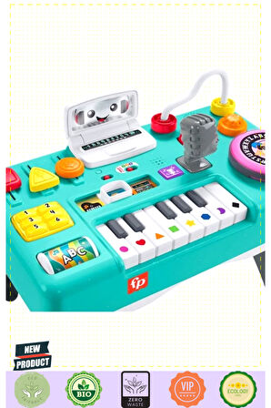 HRB61 Fisherr-Pricee Eğlenceli DJ Aktivite Masası 5 Litre Kız Erkek Çocuk Oyuncakları Eğitici Oyunc