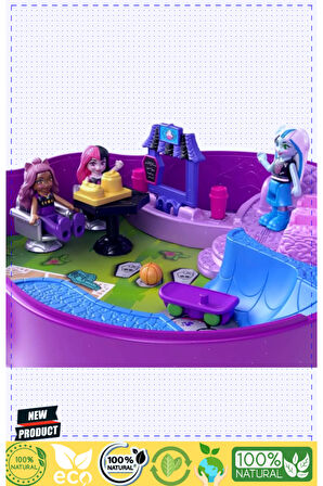 Pollyy Pockett Monsterr High Temalı Kompakt Oyun Seti 5 Litre Kız Erkek Çocuk Oyuncakları Eğitici
