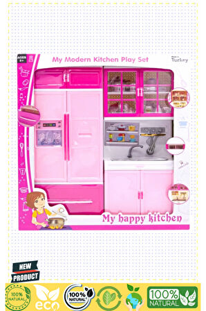My Happy Mutfak Seti Lavabo Buzdolabı 5 Litre Kız Erkek Çocuk Oyuncakları Eğitici Oyuncaklar