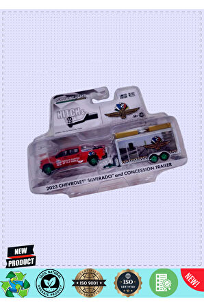 Greenlight 1/64 2023 Chevrolet Silverado and Trailer 1 Gram Kız Erkek Çocuk Oyuncakları Eğitici Oyun