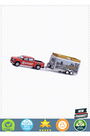 Greenlight 1/64 2023 Chevrolet Silverado and Trailer 1 Gram Kız Erkek Çocuk Oyuncakları Eğitici Oyun