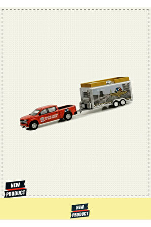 Greenlight 1/64 2023 Chevrolet Silverado and Trailer 1 Gram Kız Erkek Çocuk Oyuncakları Eğitici Oyun