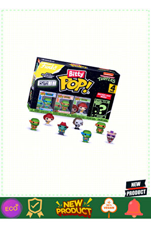 Funko Bitty Pop Teenage Mutant Ninja Turtles Leonardo 4'lü Paket 5 Litre Kız Erkek Çocuk Oyuncakları