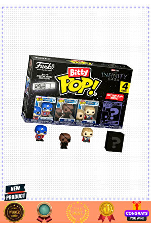 Funko Bitty POP Figür MArveling Captain America 4'lü Paket 1 Gram Kız Erkek Çocuk Oyuncakları Eğitic