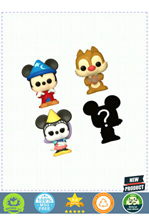 Funko Bitty POP Disneyyy Sorcerer Mickey 4'lü Paket 1 Gram Kız Erkek Çocuk Oyuncakları Eğitici Oyunc