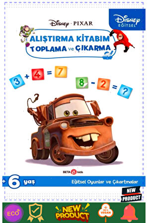 Disneyyy Eğitsel Arabalar Çıkartmalı Alıştırma Kitabım Toplama ve Çıkarma 1 Gram Kız Erkek Çocuk Oyu