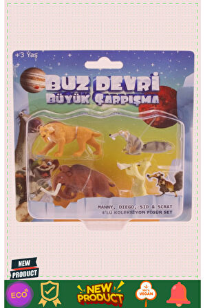 Ice Age-Buz Devri 5 Büyük Çarpışma 4’lü Koleksiyon Set Model 1 Gram Kız Erkek Çocuk Oyuncakları Eğit
