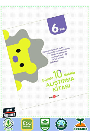 Günde 10 Dakika Alıştırma Kitabı 6 Yaş 5 Litre Kız Erkek Çocuk Oyuncakları Eğitici Oyuncaklar