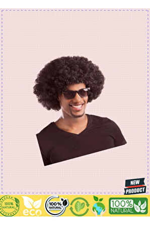 Siyah Renk Kıvırcık Afro Bonus Peruk Parti Peruğu 1 Gram Kız Erkek Çocuk Oyuncakları Eğitici Oyuncak