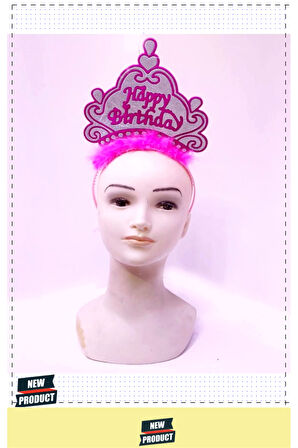 Happy Birthday Neon Pembe Renk Doğum Günü Tacı 24x15Cm 1 Gram Kız Erkek Çocuk Oyuncakları Eğitici Oy