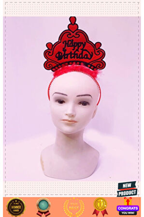Happy Birthday Neon Kırmızı Renk Doğum Günü Tacı 24x15cm 5 Litre Kız Erkek Çocuk Oyuncakları Eğitici