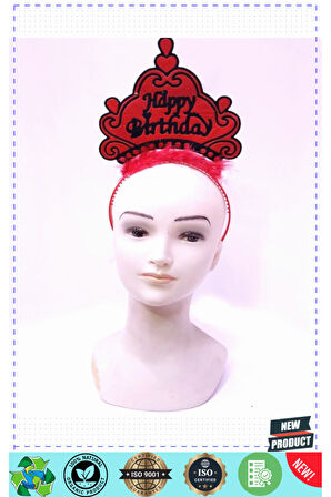 Happy Birthday Neon Kırmızı Renk Doğum Günü Tacı 24x15cm 5 Litre Kız Erkek Çocuk Oyuncakları Eğitici